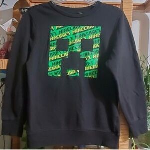 Minecraft Mad Engine Creeper Crew Neck Black Sweatshirt L
